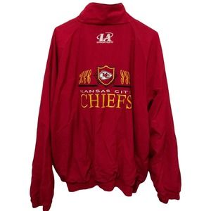 VTG Kansas Chiefs Men's Windbreaker Full Zip Embroidered Logo Red Size XL